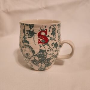 Anthropologie Homegrown Green  Initial S Mug – Bold Tile Monogram Series